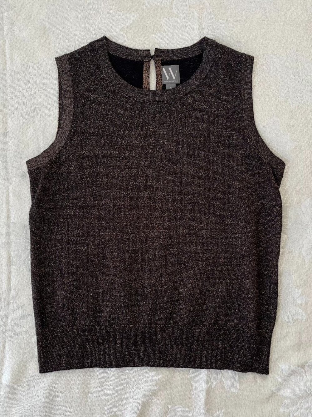 Worthington Black and Gold Metallic Sleeveless Sweater Vest Size S